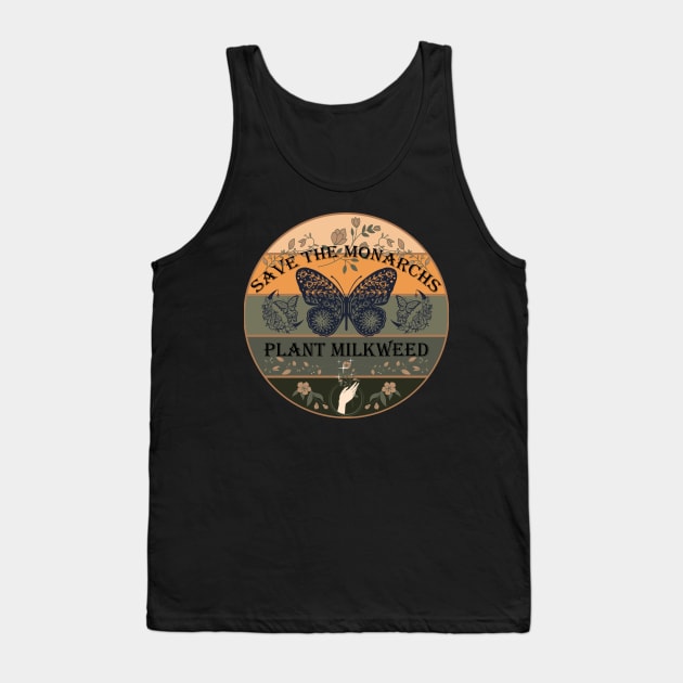 Save The Monarchs Plant Milkweed Sunset Organic Tank Top by mythikcreationz